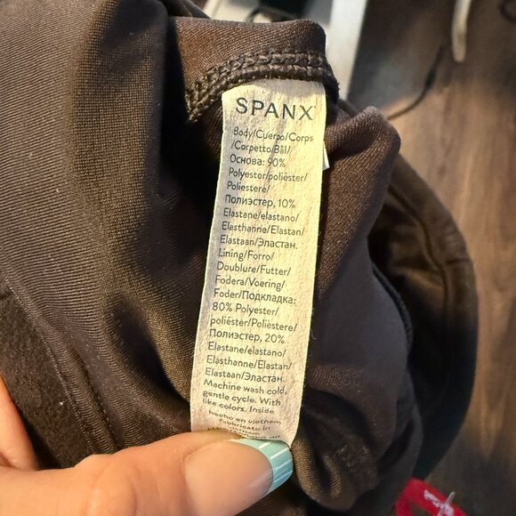 Spanx Brown Faux Suede Shaping Leggings Women’s Medium Slimming Pull On Stretch - Picture 4 of 7